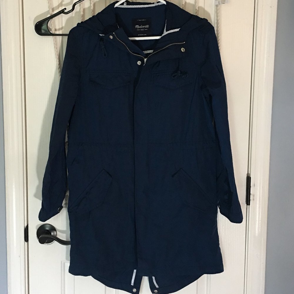 EC Navy Madewell Unlined Hoodie Mid Length Jacket Coat S